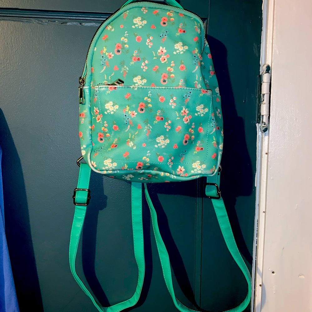 Turquoise Floral mini backpack